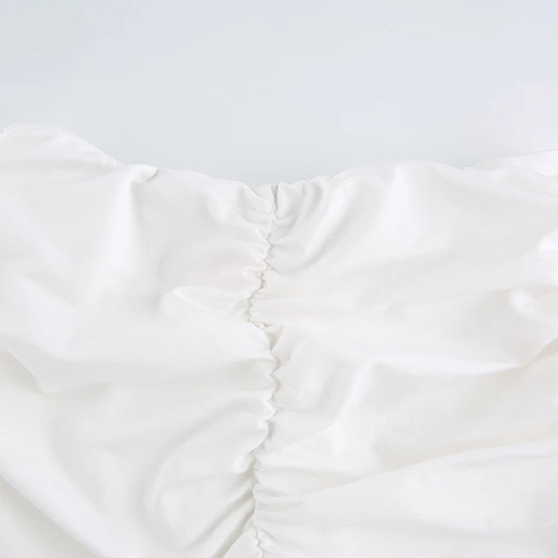 Summer Ruched Skirts For Women White Y2K Mini Beachwear High Waist Casual Short Skirt Fashion Kawaii Korean Style Pleated Skirt