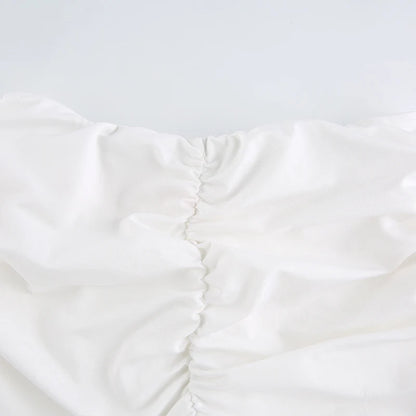 Summer Ruched Skirts For Women White Y2K Mini Beachwear High Waist Casual Short Skirt Fashion Kawaii Korean Style Pleated Skirt