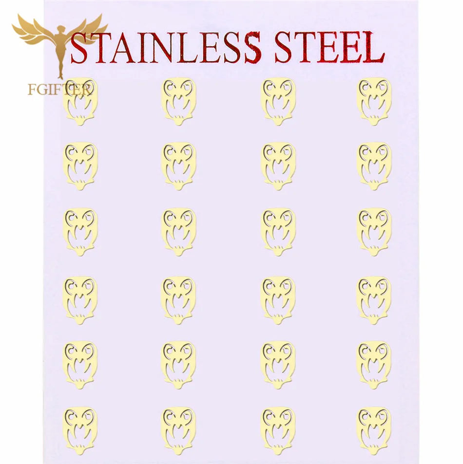 Wholesale Stainless Steel Earrings for Women Girl Animal Clover Flower Cat Bird Unicorn Bear Butterfly Dragonfly Dog Ear Studs