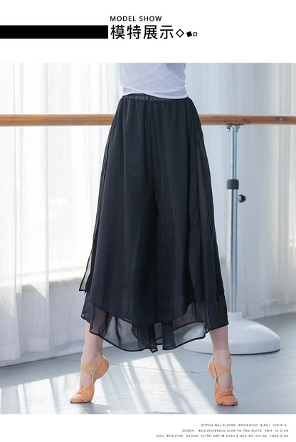 Modern Dance Training Pants Adult Classical Yoga Costumes Chiffon Elegant Wide-Legged Pants Form High Quality