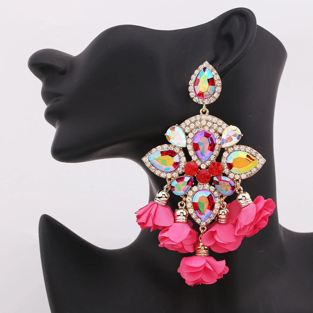 New Earrings Tassel Drop Earring Jewelry Earrings For Women Crystal Earrings Crown Dangle Earrings Long Earrings Boho Earings