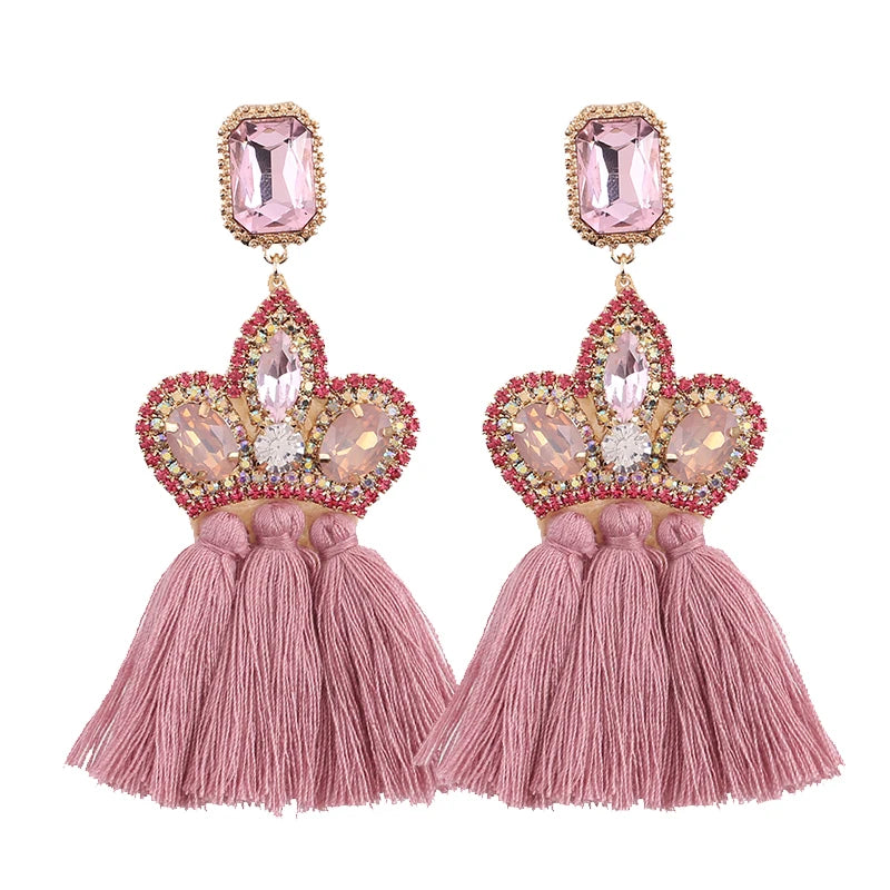 New Earrings Tassel Drop Earring Jewelry Earrings For Women Crystal Earrings Crown Dangle Earrings Long Earrings Boho Earings