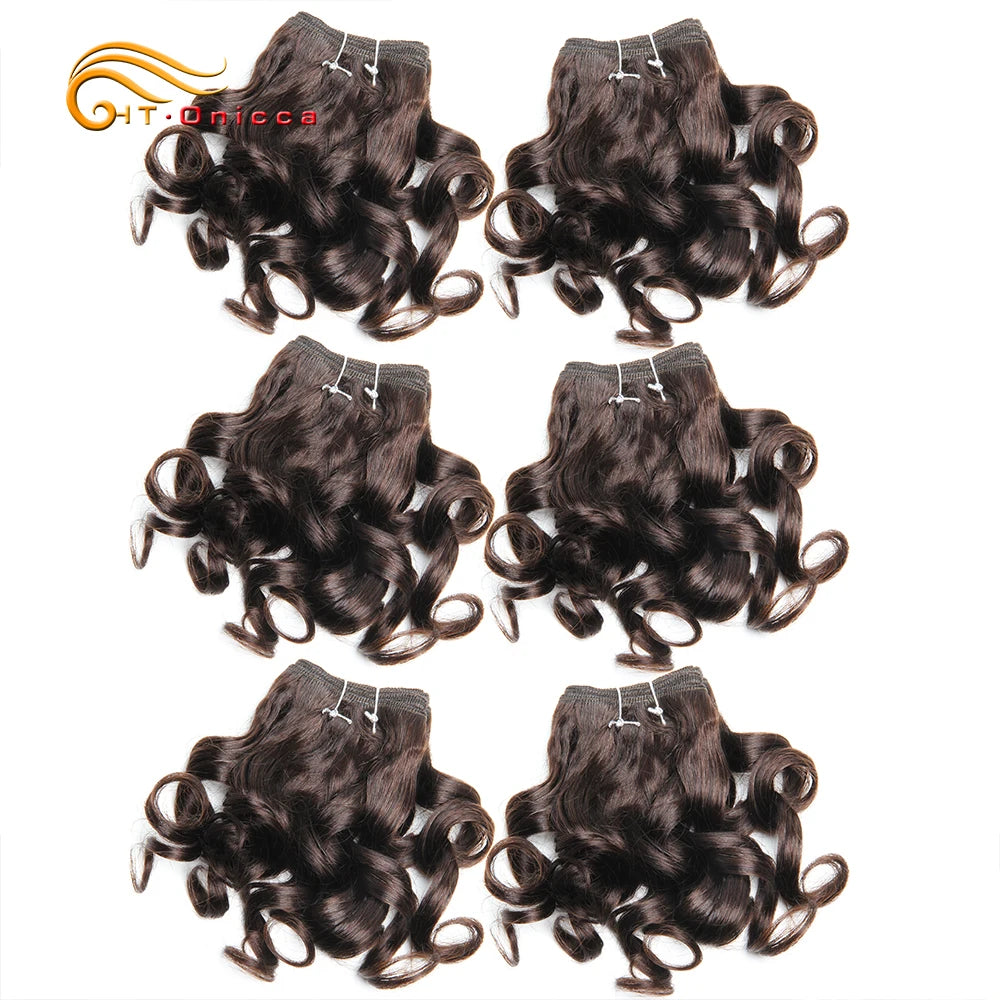 Curly Brazilian Hair Weave Bundles Bouncy Opran Curls Ombre Human Hair Bundles 8 Inch 6 Bundles Short Hair Extension