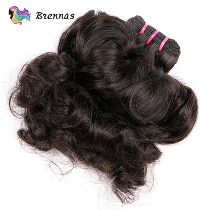 Double Drawn Human Hair Bundles Brazilian Funmi Hair Bouncy Curl 3 Bundles Deal Natural Color Human Hair Bundles Weave For Women