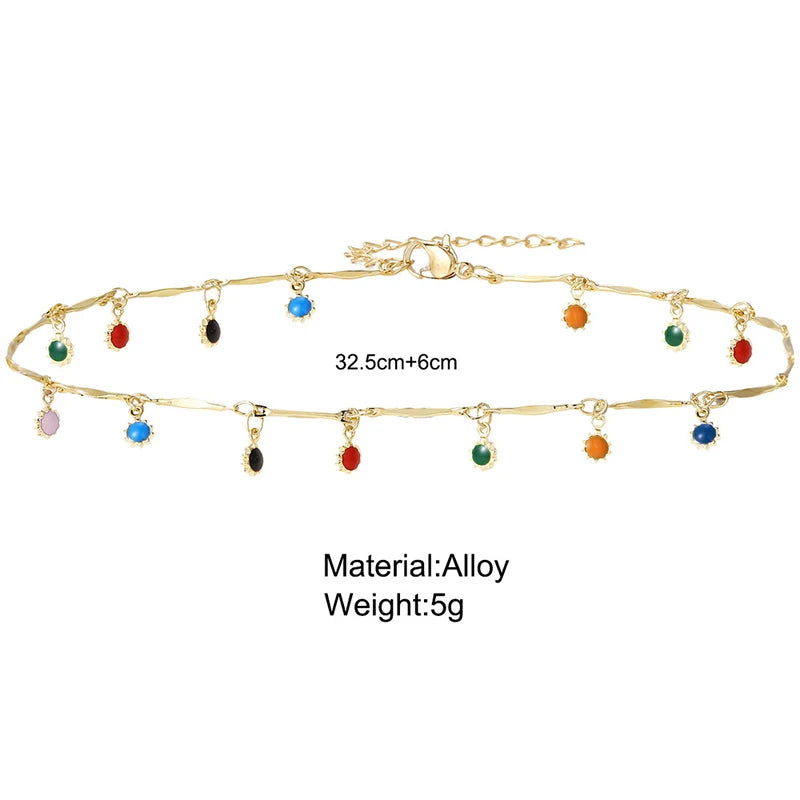 Fashion Simple Candy Color Tassel Necklace for Women Aesthetic All-match Pendant Jewelry Choker Neck Accessories Gift Chain