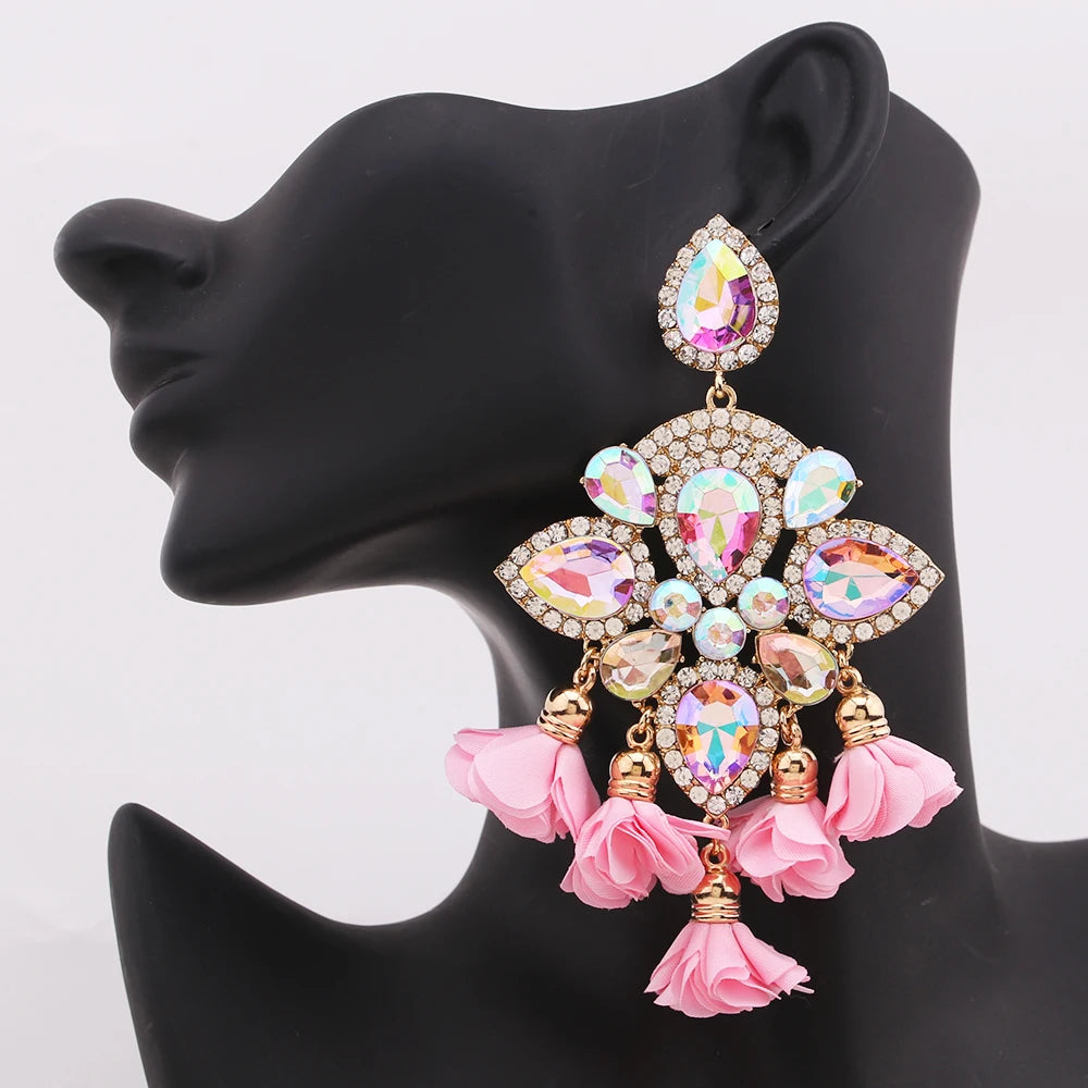 New Earrings Tassel Drop Earring Jewelry Earrings For Women Crystal Earrings Crown Dangle Earrings Long Earrings Boho Earings