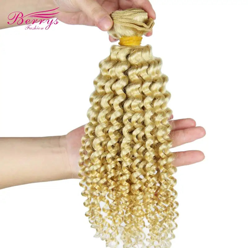 Berrys Fashion 613 Blonde Deep Wve Bundles Brazilian Curly Weave Human Hair Bundles 1/3/4PC Virgin Hair  #613 Color 12-28 Inch
