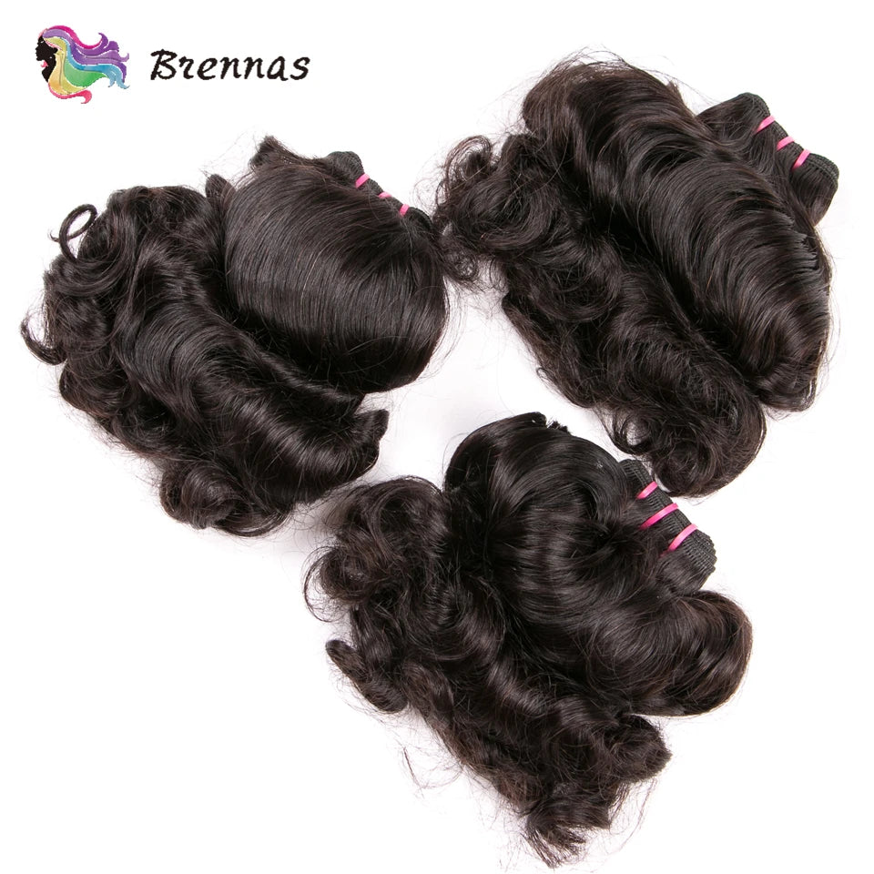 Double Drawn Human Hair Bundles Brazilian Funmi Hair Bouncy Curl 3 Bundles Deal Natural Color Human Hair Bundles Weave For Women