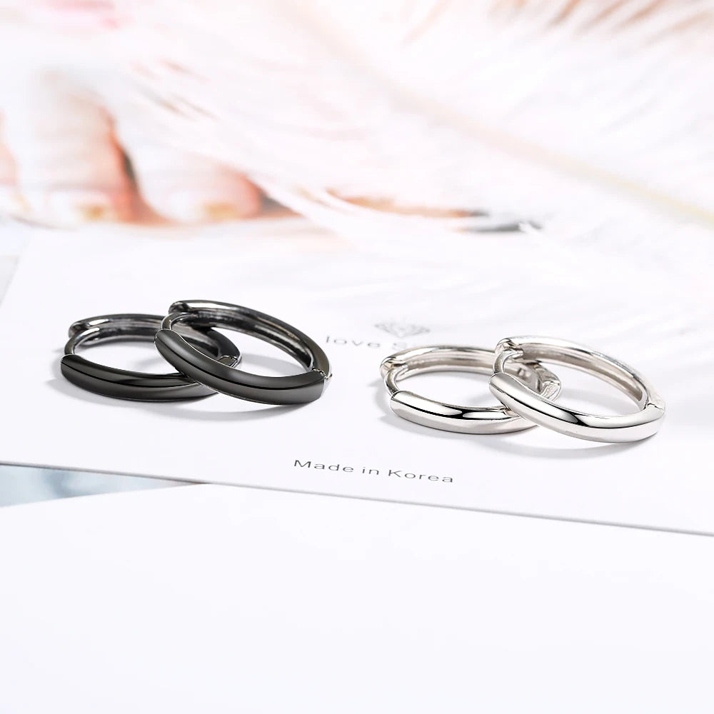 New 925 Sterling Silver Earrings Simple Black Earrings For Women & Men Glamour Jewelry Wedding Gifts
