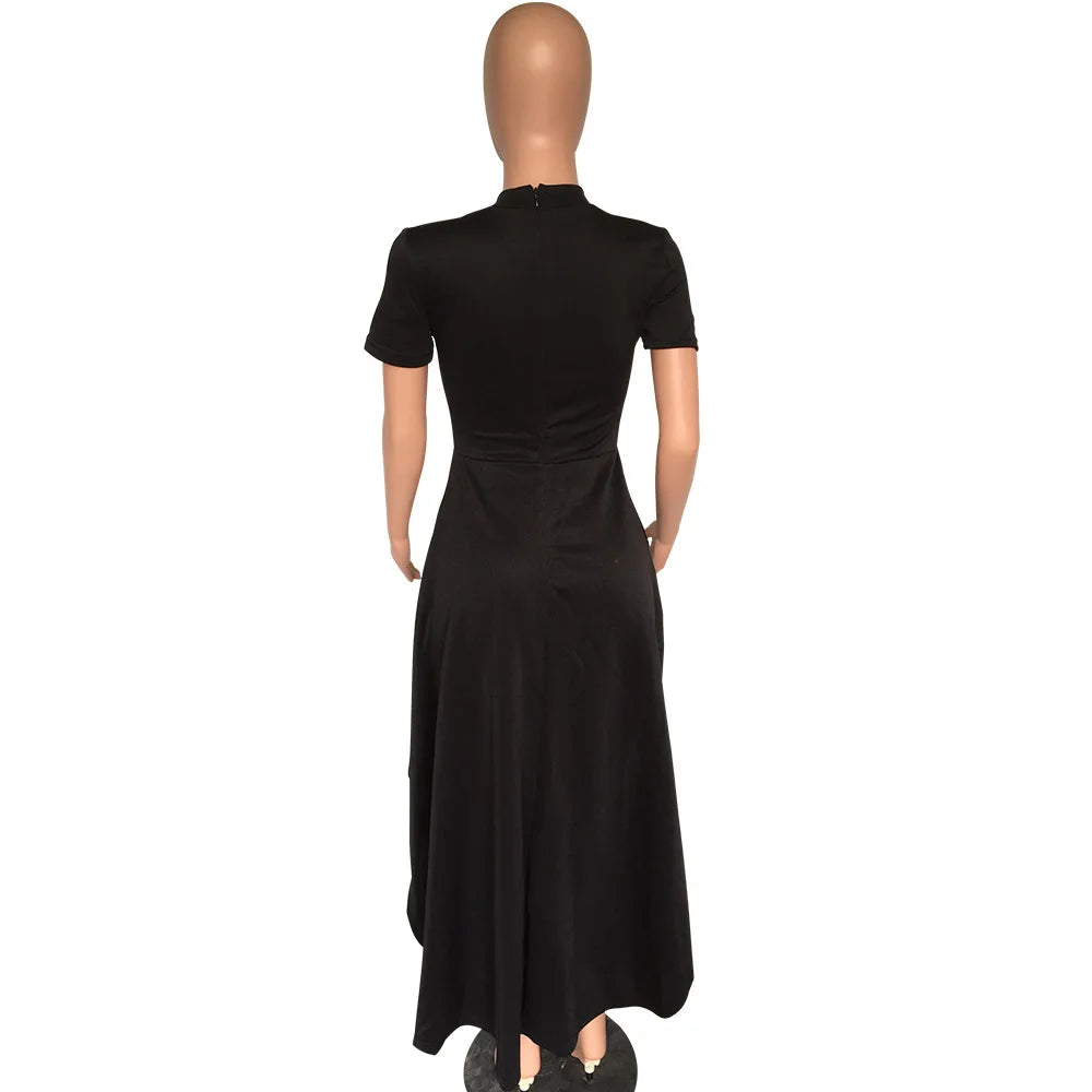 Fashion Evening Party Club Dress For Women Short Sleeve Irregular Ruffle Robe Dinner Dress Female African Clothing White Vestido