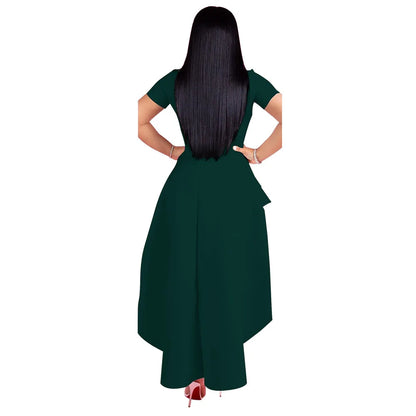 Fashion Evening Party Club Dress For Women Short Sleeve Irregular Ruffle Robe Dinner Dress Female African Clothing White Vestido