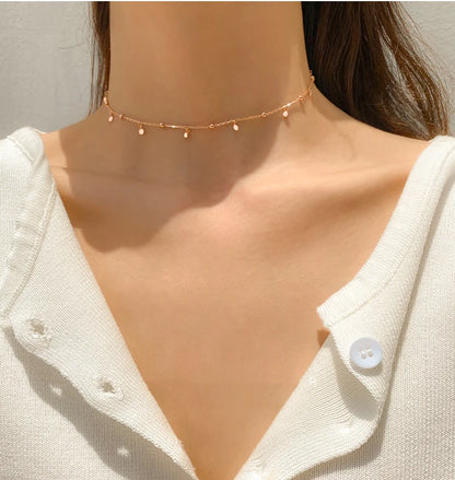 Choker Necklaces for Women Real 925 Sterling Silver Geometric irregular Round Necklaces Clavicle Chain Cute Jewelry Accessories