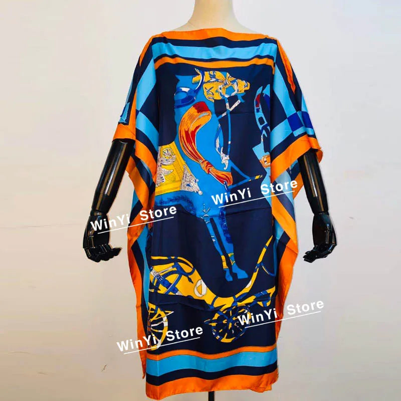 Printed Dresses For Women 2020 Fashion Design Loose Dress Batwing Maxi Long Femme Vestidos Summer Autumn Party Elegant Dress