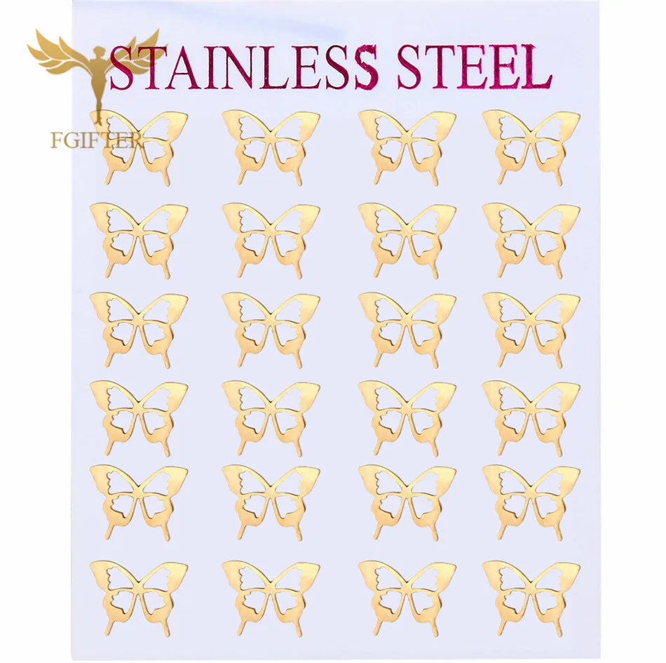 Wholesale Stainless Steel Earrings for Women Girl Animal Clover Flower Cat Bird Unicorn Bear Butterfly Dragonfly Dog Ear Studs