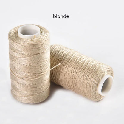 3 Rolls Hair Weaving Thread Cotton Sewing Thread With 5 pcs C curved needle for Making Wig DIY Hand Sewing Hair Weave hair weft