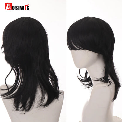 AOSIWIG  Short Curly Cosplay Men Boy Party Light Yellow Synthetic Heat Resistant Hair Wigs Men's Breathable Wig