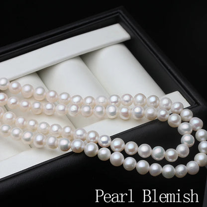 Women's Necklace White Natural Freshwater Round Long Pearl Necklace Bride Weddings Gift Pearl Sweater Chains