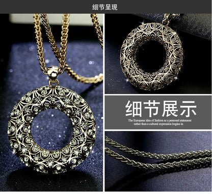 New Arrival Long Necklaces for Women 2024 Fashion Vintage Round Choker Collier Femme Statement Necklaces & Pendants Accessories