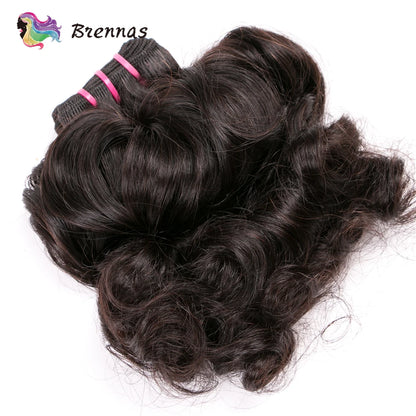 Double Drawn Human Hair Bundles Brazilian Funmi Hair Bouncy Curl 3 Bundles Deal Natural Color Human Hair Bundles Weave For Women