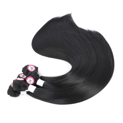 Synthetic Hair Weaving Bundles with 4*4 Clousure Lace Frontal Ombre Wig Natural Wave Straight Hair Extensions Soku Hair Weave