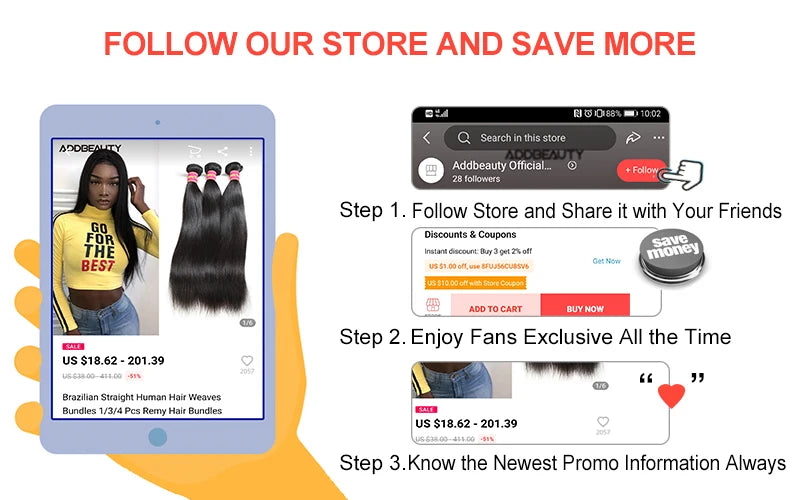 Loose Wave Human Hair Bundles Addbeauty Brazilian Virgin Human Hair Weave for Women Hair Extension Natural Color Double Drawn