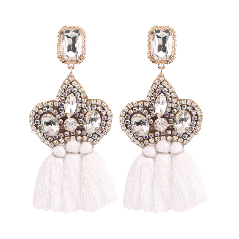 New Earrings Tassel Drop Earring Jewelry Earrings For Women Crystal Earrings Crown Dangle Earrings Long Earrings Boho Earings