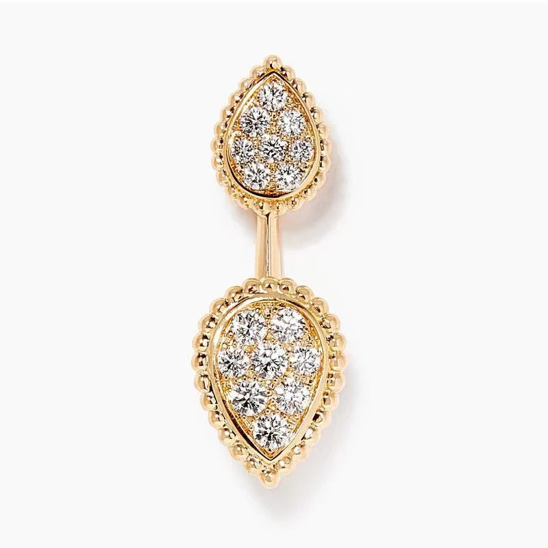 Brass With 18k Gold Detachable Double Eyes Earrings Women Jewelry Party Boho T Show Gown Runway Rare Korean Japan Trendy INS