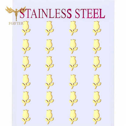 Wholesale Stainless Steel Earrings for Women Girl Animal Clover Flower Cat Bird Unicorn Bear Butterfly Dragonfly Dog Ear Studs