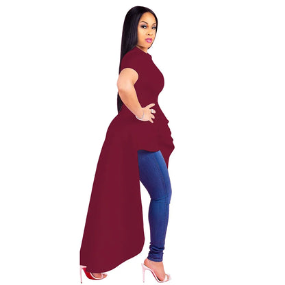 Fashion Evening Party Club Dress For Women Short Sleeve Irregular Ruffle Robe Dinner Dress Female African Clothing White Vestido