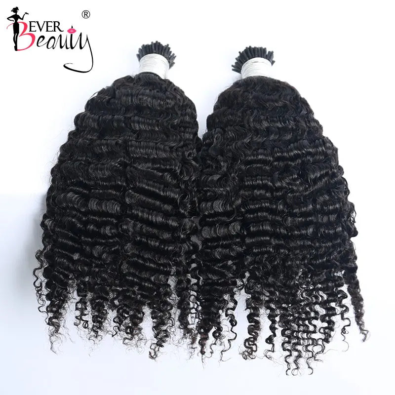 3B 3C Kinky Curly I Tip Microlinks Human Hair Extensions Brazilian Virgin Hair Weave Bundles I Tip Hair Extensions Ever Beauty