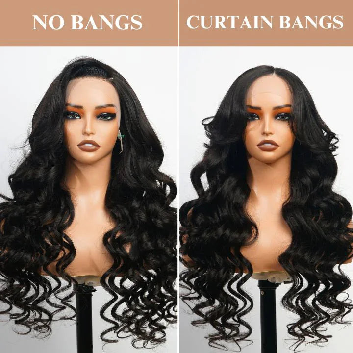 250% Density 13x4 Full Lace Human Hair Wigs With Curtain Bangs Hd Lace Front Wigs Glueless Curly Wigs Human Hair Lace Front