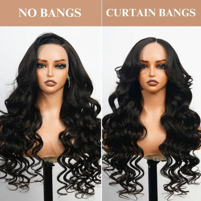 250% Density 13x4 Full Lace Human Hair Wigs With Curtain Bangs Hd Lace Front Wigs Glueless Curly Wigs Human Hair Lace Front