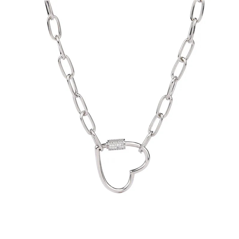 Necklace For Women Punk thick chain necklace zircon spiral Clasps pendant necklace women 2020 latest design charm jewelry