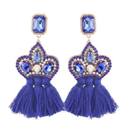New Earrings Tassel Drop Earring Jewelry Earrings For Women Crystal Earrings Crown Dangle Earrings Long Earrings Boho Earings