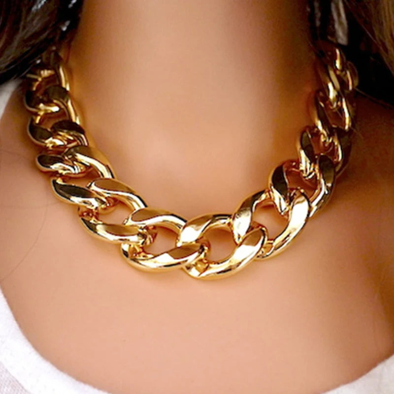 Female Fashion Hip Hop Short Necklaces Punk Gold Silver Color Thick Chain Statement Necklace Women Jewelry Wholesale