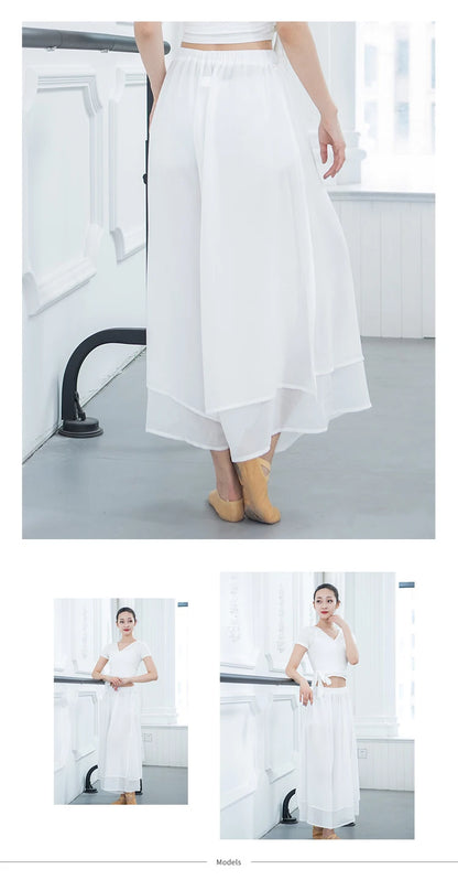 Modern Dance Training Pants Adult Classical Yoga Costumes Chiffon Elegant Wide-Legged Pants Form High Quality