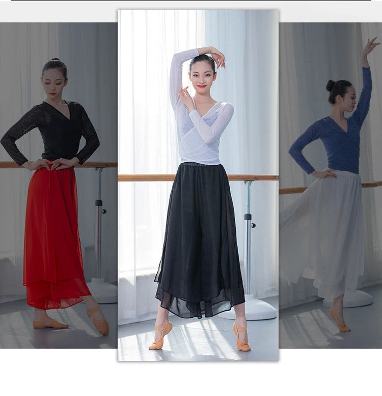 Modern Dance Training Pants Adult Classical Yoga Costumes Chiffon Elegant Wide-Legged Pants Form High Quality