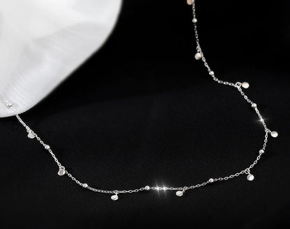Choker Necklaces for Women Real 925 Sterling Silver Geometric irregular Round Necklaces Clavicle Chain Cute Jewelry Accessories