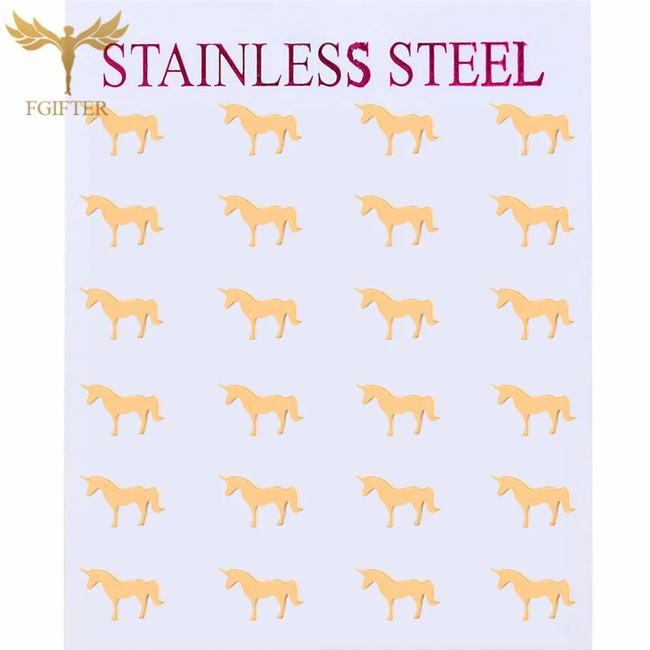 Wholesale Stainless Steel Earrings for Women Girl Animal Clover Flower Cat Bird Unicorn Bear Butterfly Dragonfly Dog Ear Studs