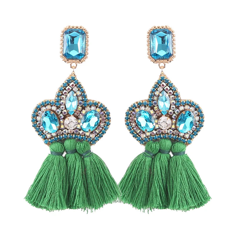 New Earrings Tassel Drop Earring Jewelry Earrings For Women Crystal Earrings Crown Dangle Earrings Long Earrings Boho Earings