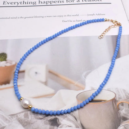 Simple Necklace Natural pearl Statement Short Chain Necklace For Women Seed Crystal glass beads Chain Necklaces Handmade Jewelry