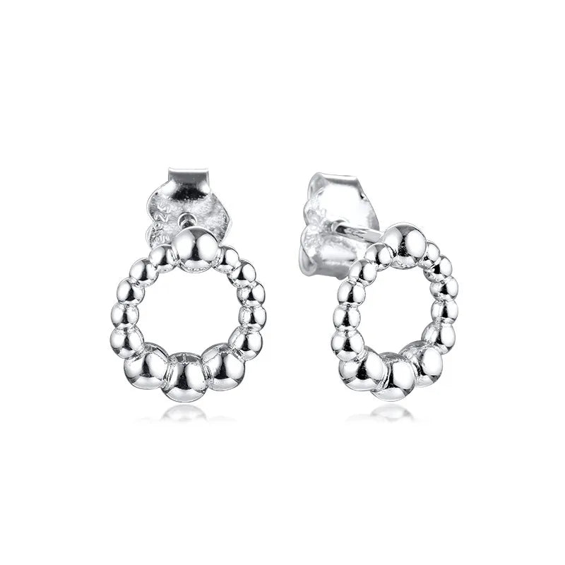 Beaded Circle Stud Earrings for Women Fashion Jewelry 925 Sterling Silver Earrings Female Classic Party Jewelry 2020 New Coming