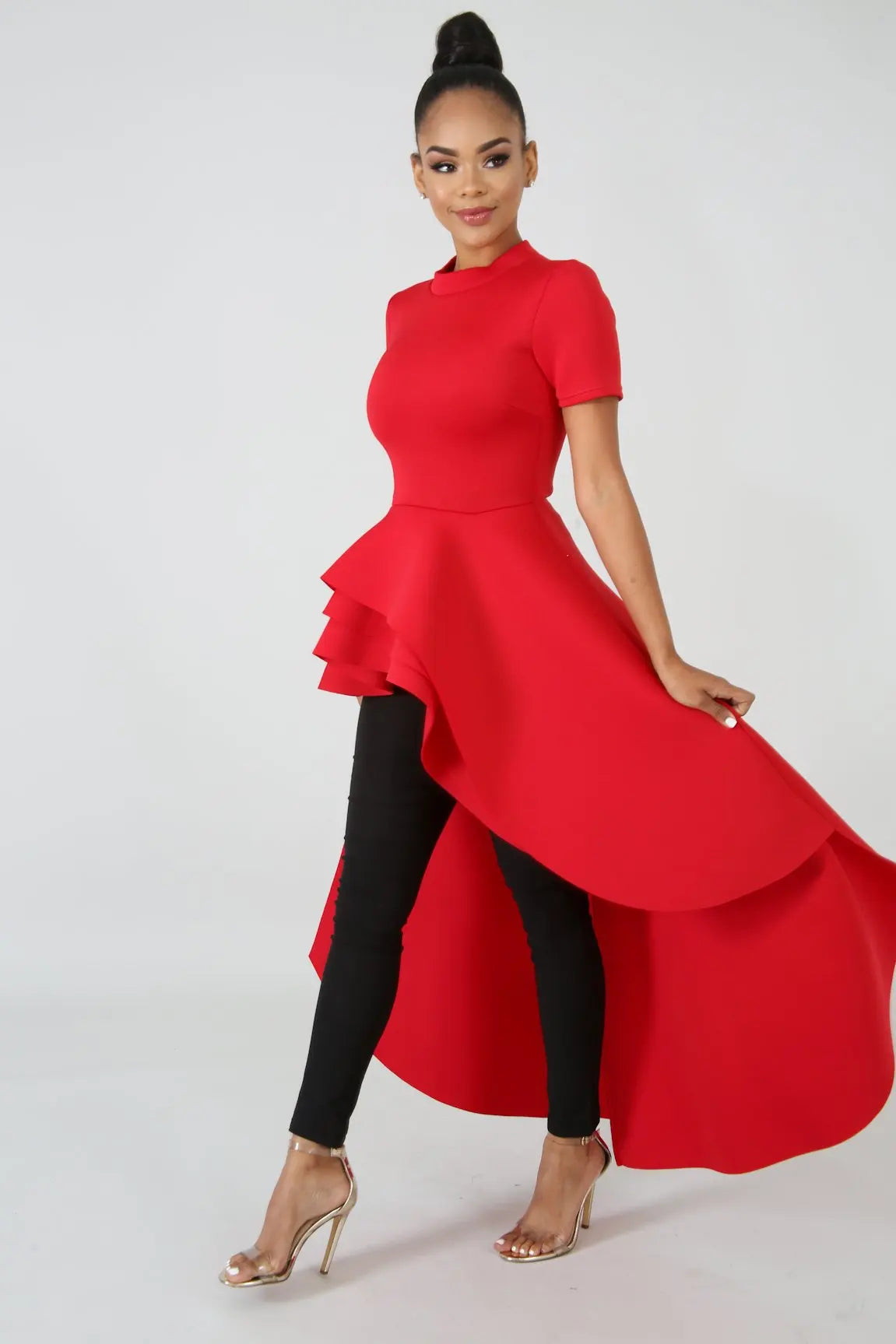 Fashion Evening Party Club Dress For Women Short Sleeve Irregular Ruffle Robe Dinner Dress Female African Clothing White Vestido