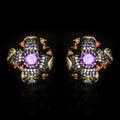 New European and American Flower Earrings Sunflower Zircon Earrings Black Gold Earrings Women's Bridal Earrings