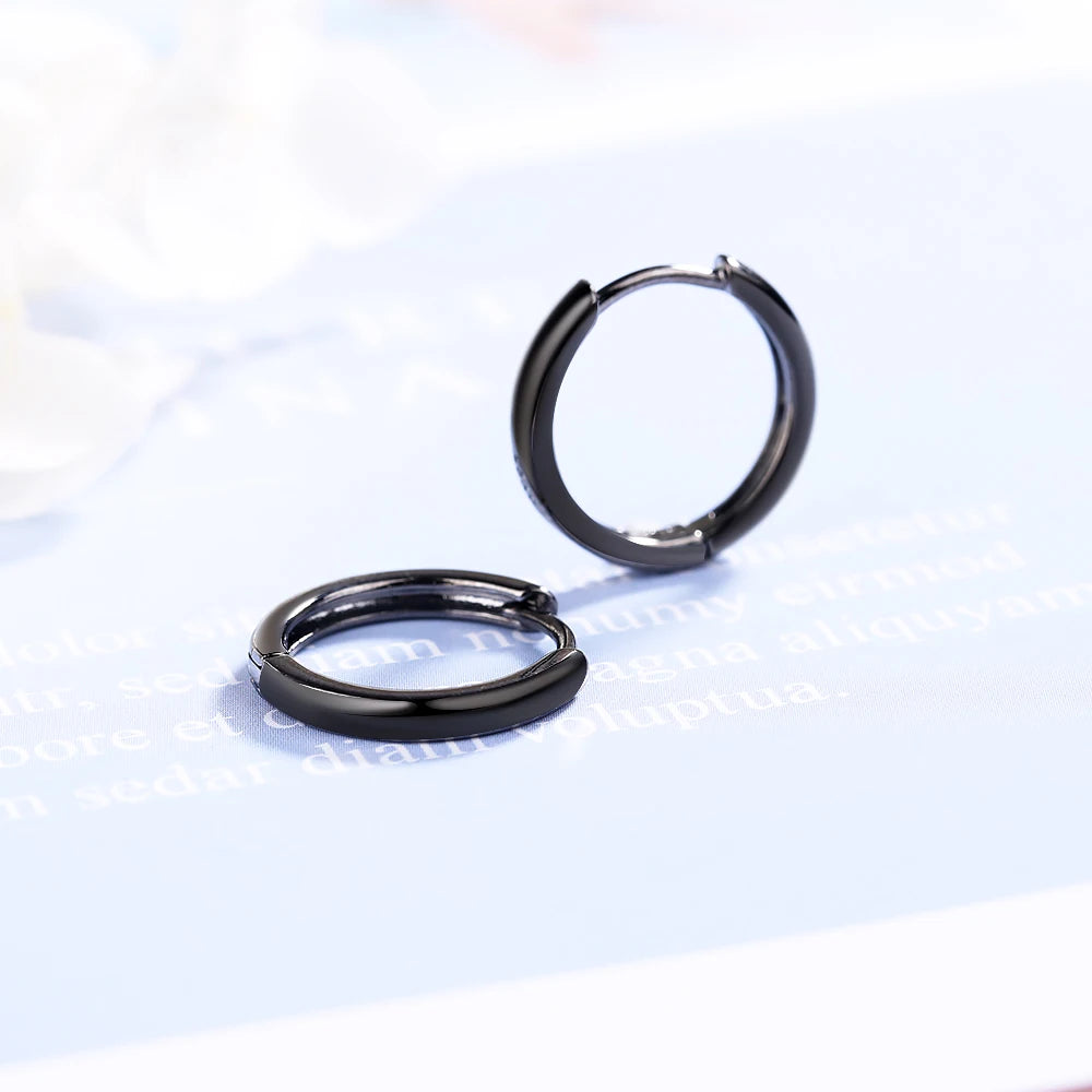 New 925 Sterling Silver Earrings Simple Black Earrings For Women & Men Glamour Jewelry Wedding Gifts