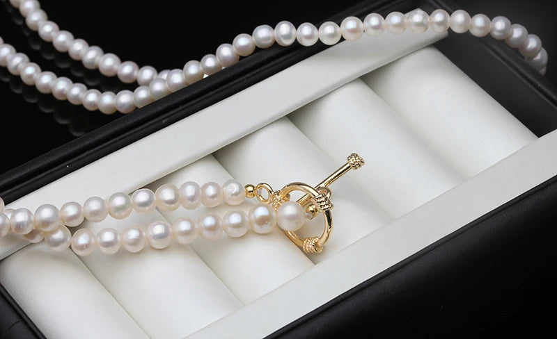 Women's Necklace White Natural Freshwater Round Long Pearl Necklace Bride Weddings Gift Pearl Sweater Chains