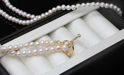 Women's Necklace White Natural Freshwater Round Long Pearl Necklace Bride Weddings Gift Pearl Sweater Chains
