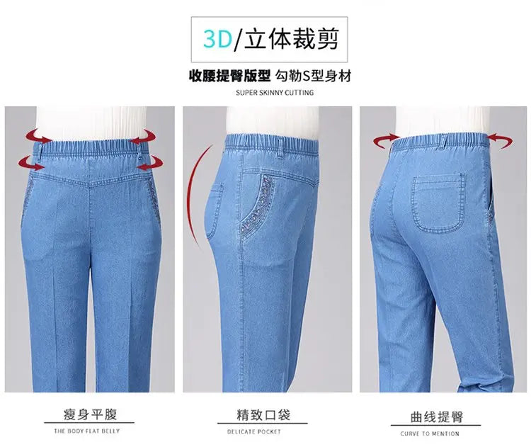Casual Jeans Capris Female Summer Women Calf-Length Denim Pants Mom Jeans High Waist Jean For Woman jeans mujer