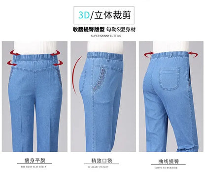 Casual Jeans Capris Female Summer Women Calf-Length Denim Pants Mom Jeans High Waist Jean For Woman jeans mujer