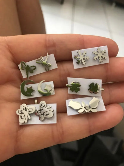 Wholesale Stainless Steel Earrings for Women Girl Animal Clover Flower Cat Bird Unicorn Bear Butterfly Dragonfly Dog Ear Studs